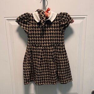 Stylish Houndstooth Kids Dress with matching headband